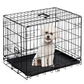 24/30 Inch Dog Crate, Black - Durable Metal Puppy Cage with Removable Tray, Collapsible Kennel for Small Medium Dogs, Easy Clean