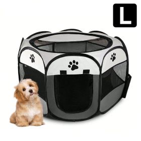 L code  Portable Foldable Octagonal Pet Whelping Box, Breathable Mesh Pet Playpen for Cats & Dogs, Travel Carrying Cat Birthing Crate