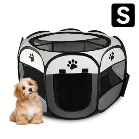 S code  Portable Foldable Octagonal Pet Whelping Box, Breathable Mesh Pet Playpen for Cats & Dogs, Travel Carrying Cat Birthing Crate