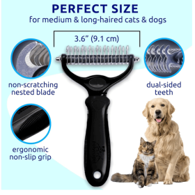 Black pet hair removal dog brush for hair removal - indoor cats use cat brush
