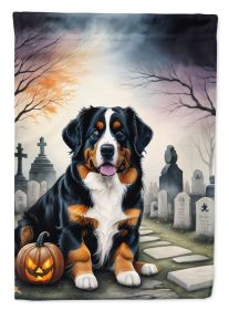 Bernese Mountain Dog Spooky Halloween House Flag Large Porch Sleeve Pole Decorative Outside Yard Banner Artwork Wall Hanging, Polyester, House Si