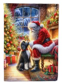 Portuguese Water Dog and Santa Claus House Flag Large Porch Sleeve Pole Decorative Outside Yard Banner Artwork Wall Hanging, Polyester, House Siz