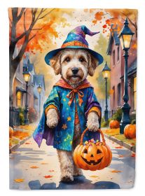 Labradoodle Halloween Trick or Treat House Flag Large Porch Sleeve Pole Decorative Outside Yard Banner Artwork Wall Hanging, Polyester, House Siz