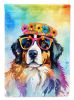 Bernese Mountain Dog Hippie Dawg House Flag Large Porch Sleeve Pole Decorative Outside Yard Banner Artwork Wall Hanging, Polyester, House Size