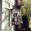 Bernese Mountain Dog Spooky Halloween House Flag Large Porch Sleeve Pole Decorative Outside Yard Banner Artwork Wall Hanging, Polyester, House Size
