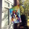 Bernese Mountain Dog Hippie Dawg House Flag Large Porch Sleeve Pole Decorative Outside Yard Banner Artwork Wall Hanging, Polyester, House Size