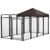 Outdoor Dog Kennel 9.3x4.6 Exercise Pen with UV Protection Canopy Water-resistant for Medium Large Dogs