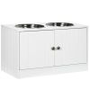 Elevated Dog Bowls with Storage Cabinet, Large 44L Capacity, Raised Dog Bowl Stand, Pet Food Bowl Feeding Station, White