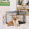 30 inch Dog Crate Dog Kennel Cage with Double Door Folding Metal Wire Dog Cage with Removable TrayDivider Panel,Pet Crate for Medium Dogs,Black