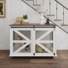 47.2" Mobile Dog Crate with Flip-Top Feeding Door, Dual-Access & 5 Caster System (2 Locking), Side Hooks - Multi-Functional Pet Kennel