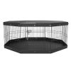 Dog Playpen, 8 Panels Foldable Metal Dog Exercise Pen with Top Cover and Bottom Pad, 24" H Pet Fence Puppy Crate Kennel
