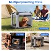 24 Inch Portable Foldable Dog Crate for Small Dog, 3-Door Soft Pet Airline Approved Crate with Storage Bag & Washable Pad, Up To 30Lbs