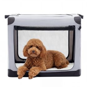 24 Inch Portable Foldable Dog Crate for Small Dog, 3-Door Soft Pet Airline Approved Crate with Storage Bag & Washable Pad, Up To 30Lbs