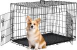 30 inch Dog Crate Dog Kennel Cage with Double Door Folding Metal Wire Dog Cage with Removable TrayDivider Panel,Pet Crate for Medium Dogs,Black