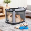 24 Inch Portable Foldable Dog Crate for Small Dog, 3-Door Soft Pet Airline Approved Crate with Storage Bag & Washable Pad, Up To 30Lbs
