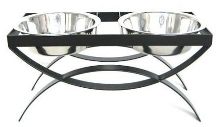 Seesaw Double Elevated Dog Bowl - Large/Black