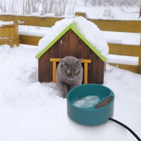 Heated Water Bowl for Dog Cat 74.4OZ Heating Water Dish IP67 Waterproof Thermal Water Bowl Heated Pet Bowl Dog Cat Water Feeder Bowl for Dog Cat Rabbi (Color: Green)